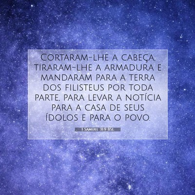 1 Samuel 31:9 BSL Imagem do Versículo Bíblico