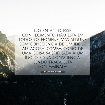 1 Coríntios 8:7 BSL Imagem do Versículo Bíblico